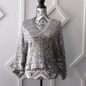 Vintage Silver Sequin Top